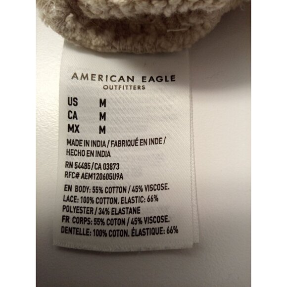 American Eagle Women's Tan Smocked Peplum Juniors Top Size Medium - Picture 6 of 6